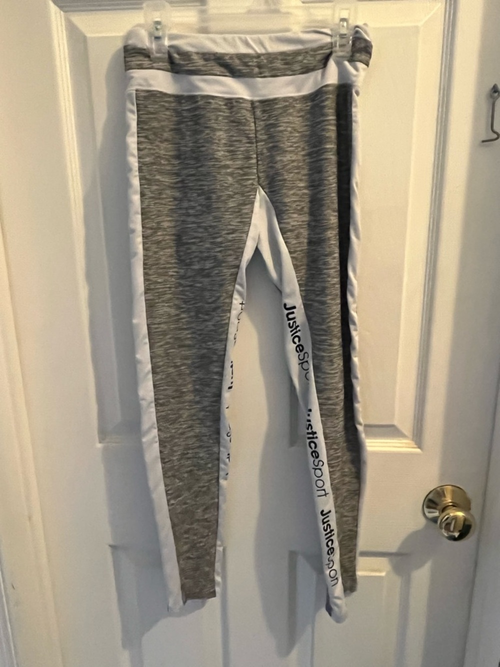Justice Gray & White Girls' Sport Leggings Preowned size 12